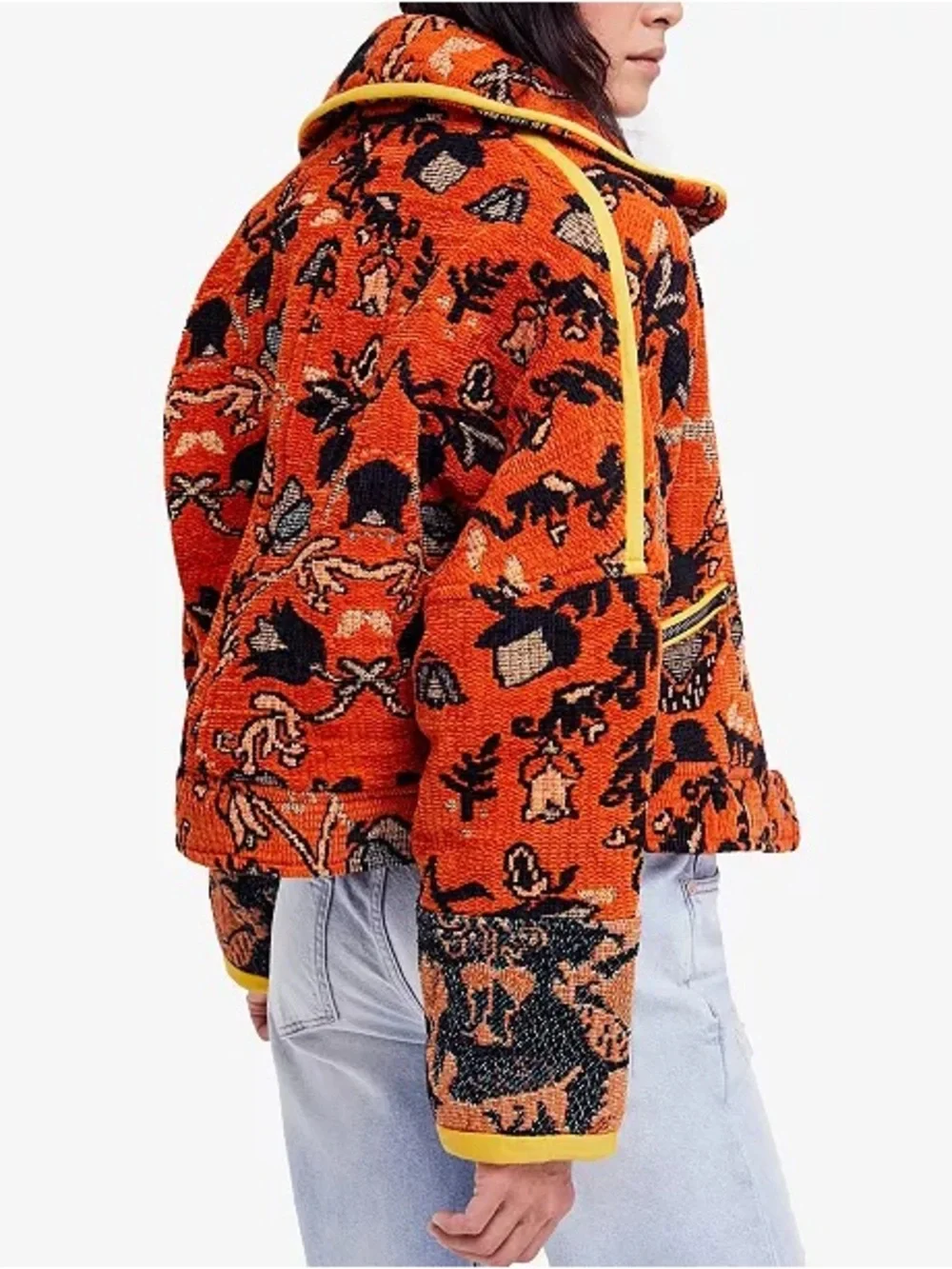 RARE 🔸Free People Mosaic Printed Moto Jacket Size Medium - Picture 3 of 17